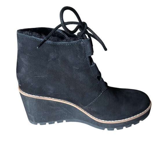 Eileen Fisher Alpine Shearing Leather Lace-Up Wedge Booties Women's‎ 8.5 Black - Picture 6 of 9